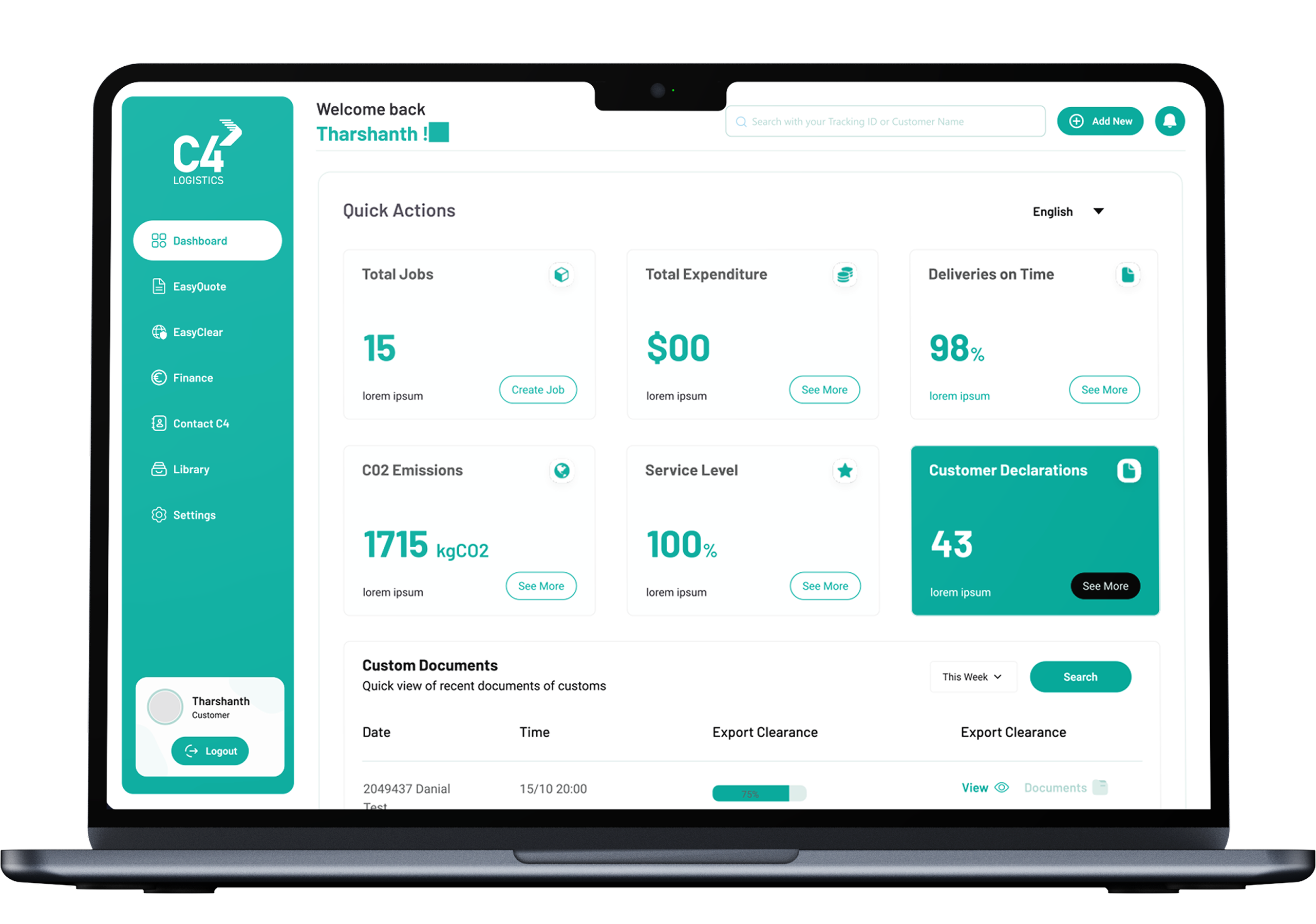 C4 Logistics dashboard